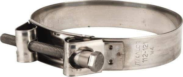 Mikalor - 4-1/2" Hose, 0.98" Wide x 0.04" Thick, T-Bolt Hose Clamp - 4.41 to 4.76" Diam, Stainless Steel - All Tool & Supply