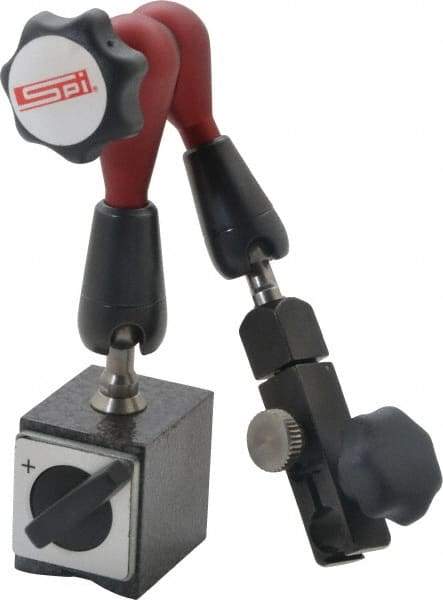 SPI - 175 Lb Magnetic Force, Fine Adjustment Indicator Positioner & Holder with Base - Post & Arm, Round Base, 6-1/2" Base Diam - All Tool & Supply