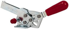 De-Sta-Co - 560 Lb Holding Capacity, Horizontal Handle, Manual Hold Down Toggle Clamp - 69° Handle Movement, 73° Bar Opening, U-Bar, Flanged Base, Electro-Plated Zinc, Carbon Steel - All Tool & Supply