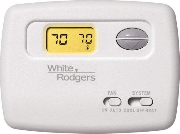 White-Rodgers - 45 to 90°F, 1 Heat, 1 Cool, Digital Nonprogrammable Thermostat - 20 to 30 Volts, Horizontal Mount, Manual Switch - All Tool & Supply