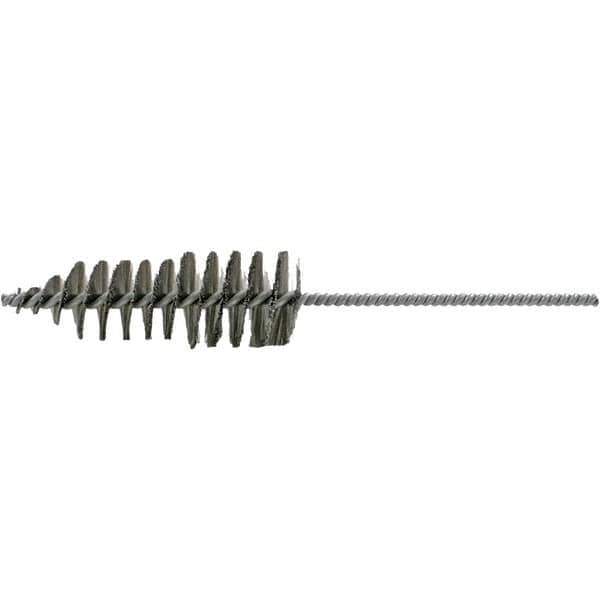 Brush Research Mfg. - 1-5/8" Diam Helical Stainless Steel Tube Brush - Single Spiral, 0.006" Filament Diam, 4-3/4" Brush Length, 10-1/2" OAL, 0.245" Diam Plastic Handle Shank - All Tool & Supply