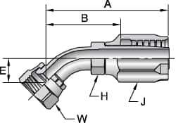 Parker - 1-5/16-12 Female JIC Steel Hydraulic Hose Female JIC Swivel & 45° Elbow & Short Drop - 4,000 psi, -16 Hose Size, 1" Hose Diam - All Tool & Supply