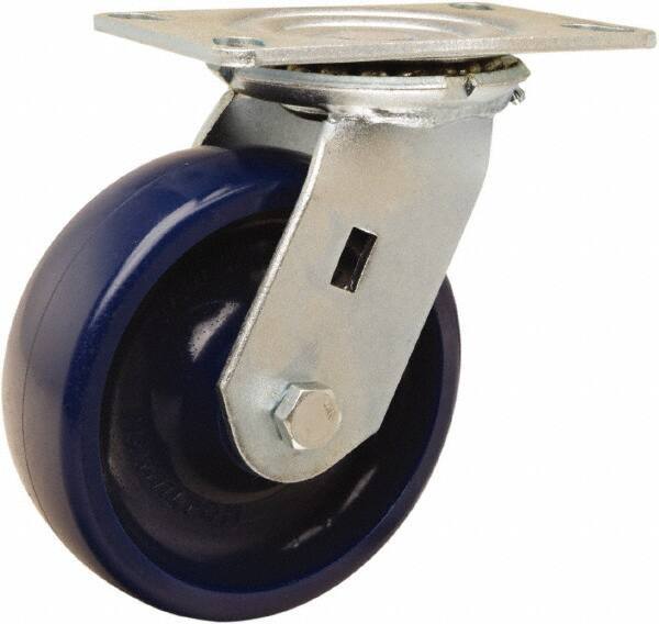 Hamilton - 6" Diam x 2" Wide x 7-1/2" OAH Top Plate Mount Swivel Caster - Polyurethane, 1,100 Lb Capacity, Sealed Precision Ball Bearing, 4-1/2 x 6-1/4" Plate - All Tool & Supply