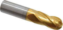 Hertel - 1/2" Diam, 1" LOC, 4 Flute Solid Carbide Ball End Mill - TiN Finish, Single End, 2-1/2" OAL, 1/2" Shank Diam - All Tool & Supply