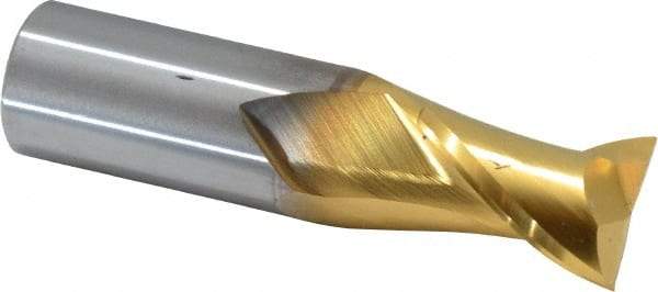 Hertel - 3/4", 1" LOC, 3/4" Shank Diam, 3" OAL, 2 Flute, Solid Carbide Square End Mill - Single End, TiN Finish, Spiral Flute, 30° Helix, Centercutting, Right Hand Cut - All Tool & Supply