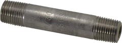 Merit Brass - Schedule 80, 1/8" Pipe x 2" Long, Grade 304/304L Stainless Steel Pipe Nipple - Seamless & Threaded - All Tool & Supply