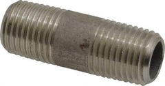 Merit Brass - Schedule 80, 1/4" Pipe x 1-1/2" Long, Grade 304/304L Stainless Steel Pipe Nipple - Seamless & Threaded - All Tool & Supply