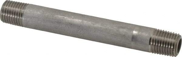 Merit Brass - Schedule 80, 1/4" Pipe x 4" Long, Grade 304/304L Stainless Steel Pipe Nipple - Seamless & Threaded - All Tool & Supply