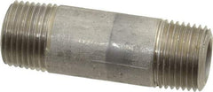 Merit Brass - Schedule 80, 3/8" Pipe x 2" Long, Grade 304/304L Stainless Steel Pipe Nipple - Seamless & Threaded - All Tool & Supply