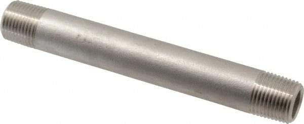 Merit Brass - Schedule 80, 1/2" Pipe x 6" Long, Grade 304/304L Stainless Steel Pipe Nipple - Seamless & Threaded - All Tool & Supply