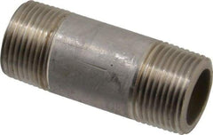 Merit Brass - Schedule 80, 3/4" Pipe x 2-1/2" Long, Grade 304/304L Stainless Steel Pipe Nipple - Seamless & Threaded - All Tool & Supply