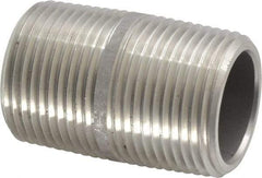 Merit Brass - Schedule 80, 1" Pipe x 2" Long, Grade 304/304L Stainless Steel Pipe Nipple - Seamless & Threaded - All Tool & Supply