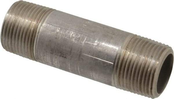 Merit Brass - Schedule 80, 1" Pipe x 4" Long, Grade 304/304L Stainless Steel Pipe Nipple - Seamless & Threaded - All Tool & Supply