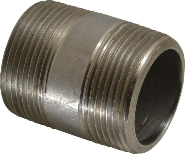 Merit Brass - Schedule 80, 1-1/4" Pipe x 2" Long, Grade 304/304L Stainless Steel Pipe Nipple - Seamless & Threaded - All Tool & Supply