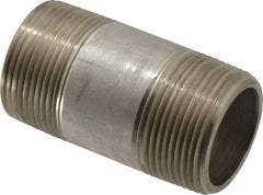 Merit Brass - Schedule 80, 1-1/4" Pipe x 3" Long, Grade 304/304L Stainless Steel Pipe Nipple - Seamless & Threaded - All Tool & Supply