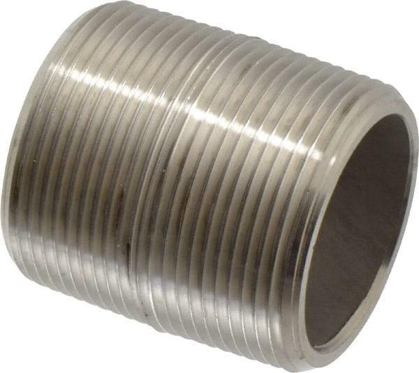 Merit Brass - Schedule 80, 1-1/2" Pipe x 2" Long, Grade 304/304L Stainless Steel Pipe Nipple - Seamless & Threaded - All Tool & Supply