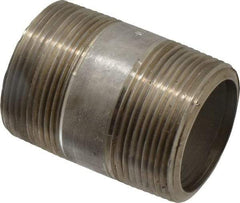 Merit Brass - Schedule 80, 1-1/2" Pipe x 2-1/2" Long, Grade 304/304L Stainless Steel Pipe Nipple - Seamless & Threaded - All Tool & Supply