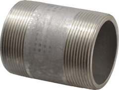 Merit Brass - Schedule 80, 2" Pipe x 3" Long, Grade 304/304L Stainless Steel Pipe Nipple - Seamless & Threaded - All Tool & Supply