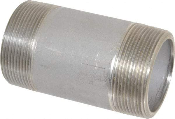 Merit Brass - Schedule 80, 2" Pipe x 4" Long, Grade 304/304L Stainless Steel Pipe Nipple - Seamless & Threaded - All Tool & Supply