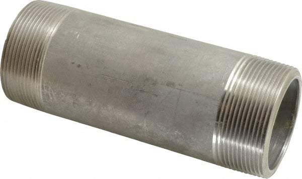 Merit Brass - Schedule 80, 2" Pipe x 6" Long, Grade 304/304L Stainless Steel Pipe Nipple - Seamless & Threaded - All Tool & Supply