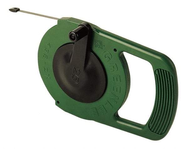 Greenlee - 25 Ft. Long x 1/4 Inch Wide, 0.03 Inch Thick, Steel Fish Tape - 400 Lb. Pulling Strength, Includes Winder Case - All Tool & Supply