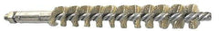 Schaefer Brush - 4" Brush Length, 11/16" Diam, Double Stem, Single Spiral Tube Brush - 6-1/4" Long, Brass, 1/4-28 Male Connection - All Tool & Supply