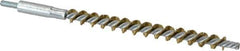 Schaefer Brush - 4" Brush Length, 3/8" Diam, Double Stem, Single Spiral Tube Brush - 6-1/4" Long, Brass, 8-32 Male Connection - All Tool & Supply