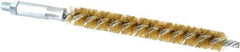 Schaefer Brush - 4" Brush Length, 1/2" Diam, Double Stem, Single Spiral Tube Brush - 6-1/4" Long, Brass, 1/4-28 Male Connection - All Tool & Supply