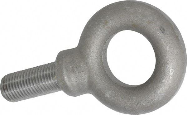 Gibraltar - 15,000 Lb Capacity, Steel, 1-1/4 - 7 Thread, Fixed Lifting Eye Bolt - Fully Threaded, 3" Shank, 3" Thread Length, Shoulder - All Tool & Supply