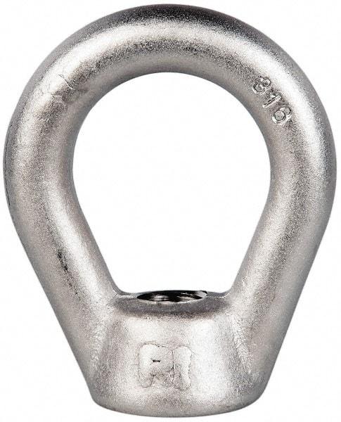 Gibraltar - 5,000 Lb Capacity, 5/8-11 Thread, Stainless Steel Lifting Eye Nut - Grade 316, 3" High, 1-1/2" Inside & 2-1/2" Outside Eye Diam, 1-3/8" Bell/Base Width - All Tool & Supply