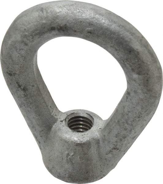 Gibraltar - 2,700 Lb Capacity, 3/8-16 Thread, Galvanized Finsih, Carbon Steel Heavy Duty Lifting Eye Nut - Grade C-1030, 2-1/2" High, 1-1/4" Inside & 2" Outside Eye Diam, 7/8" Bell/Base Width - All Tool & Supply