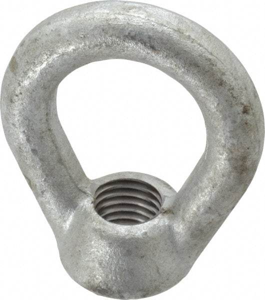 Gibraltar - 5,000 Lb Capacity, 3/4-10 Thread, Galvanized Finsih, Carbon Steel Heavy Duty Lifting Eye Nut - Grade C-1030, 3" High, 1-1/2" Inside & 2-1/2" Outside Eye Diam, 1-3/8" Bell/Base Width - All Tool & Supply