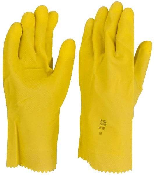 Ansell - Size XL (10) Rubber Coated Cotton General Protection Work Gloves - For General Purpose, Gauntlet Cuff, Full Fingered, Lemon Yellow, Paired - All Tool & Supply