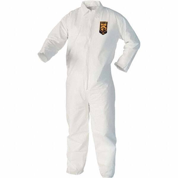 KleenGuard - Size M Film Laminate Chemical Resistant Coveralls - White, Zipper Closure, Open Cuffs, Open Ankles - All Tool & Supply