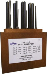 Mayhew - 12 Piece, 1/16 to 1/2", Roll Pin Punch Set - Round Shank, Alloy Steel, Comes in Wood Box - All Tool & Supply