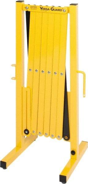 Made in USA - 37" High Folding Barricade - Aluminum & Steel Frame, Safety Yellow/Black - All Tool & Supply