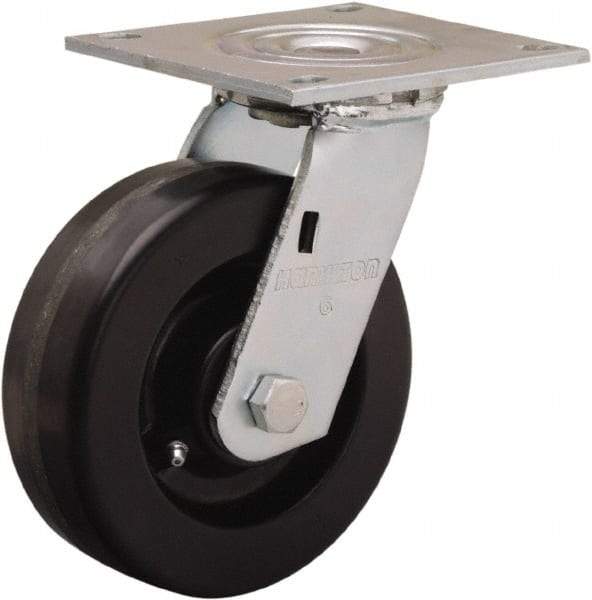 Hamilton - 6" Diam x 2" Wide x 7-1/2" OAH Top Plate Mount Swivel Caster - Phenolic, 900 Lb Capacity, Straight Roller Bearing, 5 x 5-1/2" Plate - All Tool & Supply