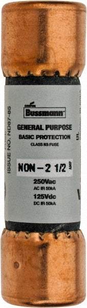 Cooper Bussmann - 125 VDC, 250 VAC, 2.5 Amp, Fast-Acting General Purpose Fuse - Fuse Holder Mount, 50.8mm OAL, 50 at AC/DC kA Rating, 9/16" Diam - All Tool & Supply