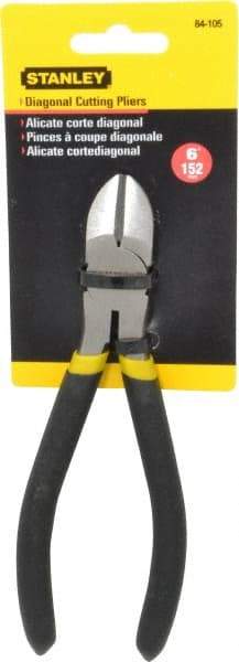 Stanley - 6" OAL, 7/16" Capacity, Cutting Pliers - 55/64" Jaw Length x 51/64" Jaw Width, Round Head, Cushion Grip Handle - All Tool & Supply