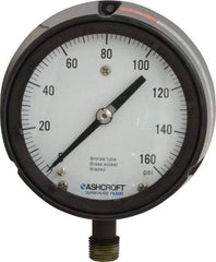 Ashcroft - 4-1/2" Dial, 1/2 Thread, 0-160 Scale Range, Pressure Gauge - Lower Connection, Rear Flange Connection Mount, Accurate to 0.5% of Scale - All Tool & Supply