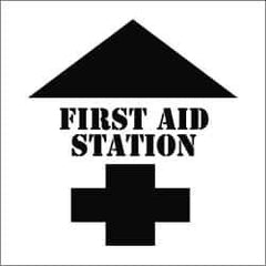 NMC - First Aid Station Stencil - 0.06 Inch Thick, Polyethylene, English - All Tool & Supply