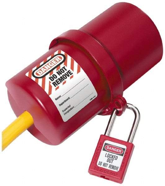 NMC - Plastic Plug Lockout - 3" Plug Size, 3/4 Max Cord Diam, 6" Lockout Length, 1 Padlock - All Tool & Supply