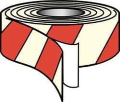 NMC - Glow & Red Striped Vinyl Tape - 2" Wide x 30' Long x 0.002" Thick, General Traffic - All Tool & Supply