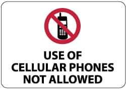 NMC - "Use of Cellular Phones Not Allowed", 14" Long x 20" Wide, Aluminum Safety Sign - Rectangle, 0.04" Thick, Use for Security & Admittance - All Tool & Supply