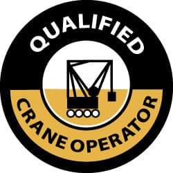 NMC - Qualified Crane Operator, Hard Hat Label - Black & Yellow on White, 2" Thick, For Accident Prevention - All Tool & Supply