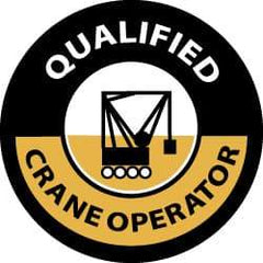 NMC - Qualified Crane Operator, Hard Hat Label - Black & Yellow on White, 2" Thick, For Accident Prevention - All Tool & Supply