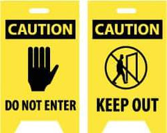 NMC - Caution - Do Not Enter, Caution - Keep Out, 12" Wide x 20" High, Plastic Floor Sign - A-Frame, Black on Yellow, For Security & Admittance - All Tool & Supply