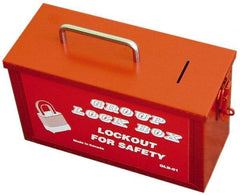 NMC - 4-1/4" Deep x 10-1/4" Wide x 6" High, Portable Group Lockout Box - Red, 1 Padlock - All Tool & Supply