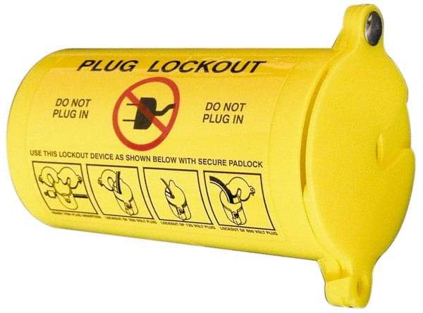 NMC - Plastic Plug Lockout - 3" Plug Size, 1-1/4 Max Cord Diam, 5-1/2" Lockout Length, 1 Padlock - All Tool & Supply