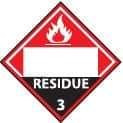 NMC - "Residue", 10-3/4" Long x 10-3/4" Wide, Pressure-Sensitive Vinyl Safety Sign - Diamond, 0.004" Thick, Use for Workplace/Safety - All Tool & Supply